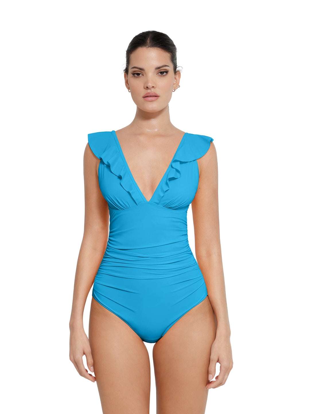 Traje de Baño Moldeador con Volantes y Escote en V