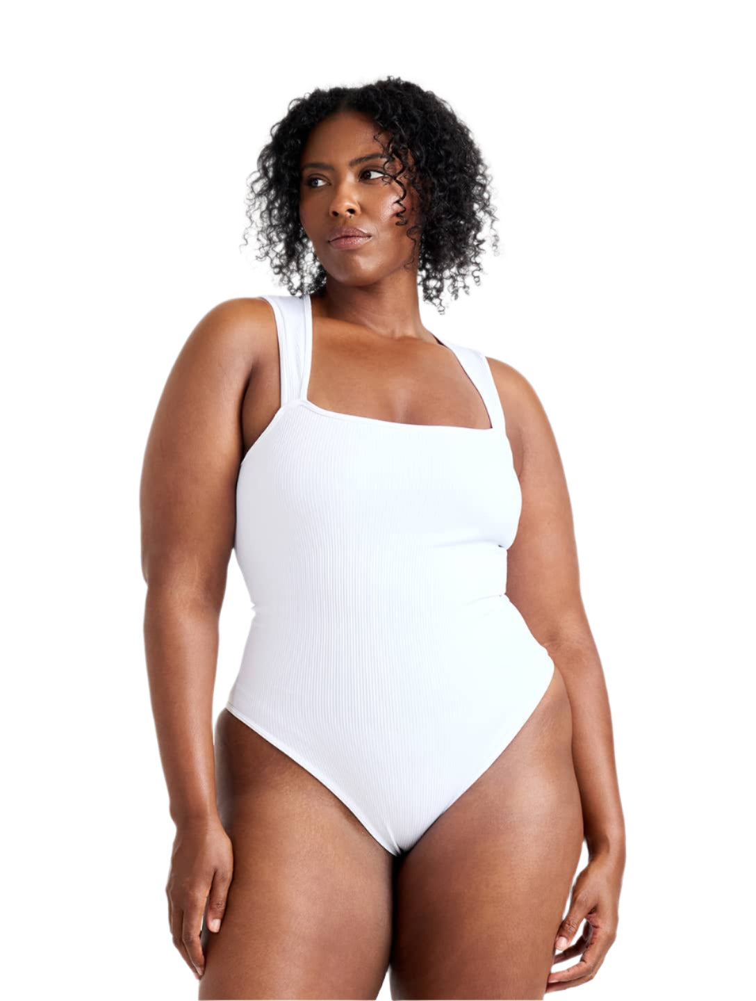 Body de canalé con cuello cuadrado