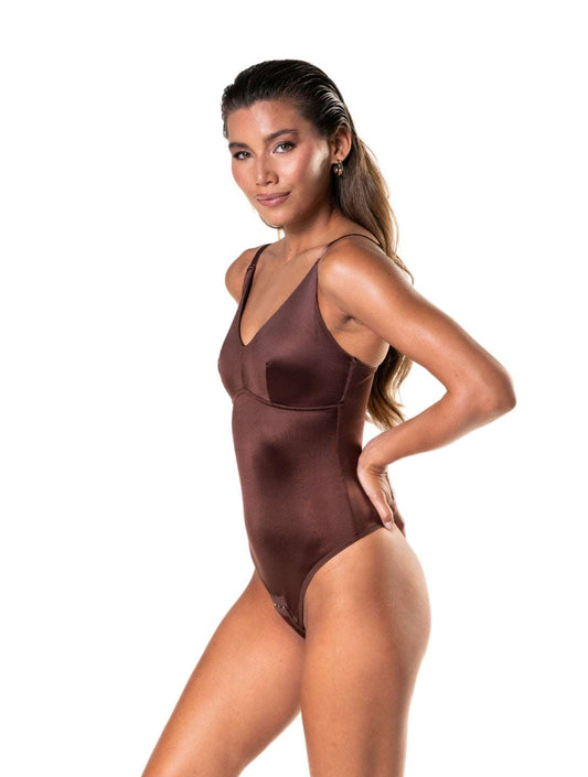 Body de satén con tanga arrebatado