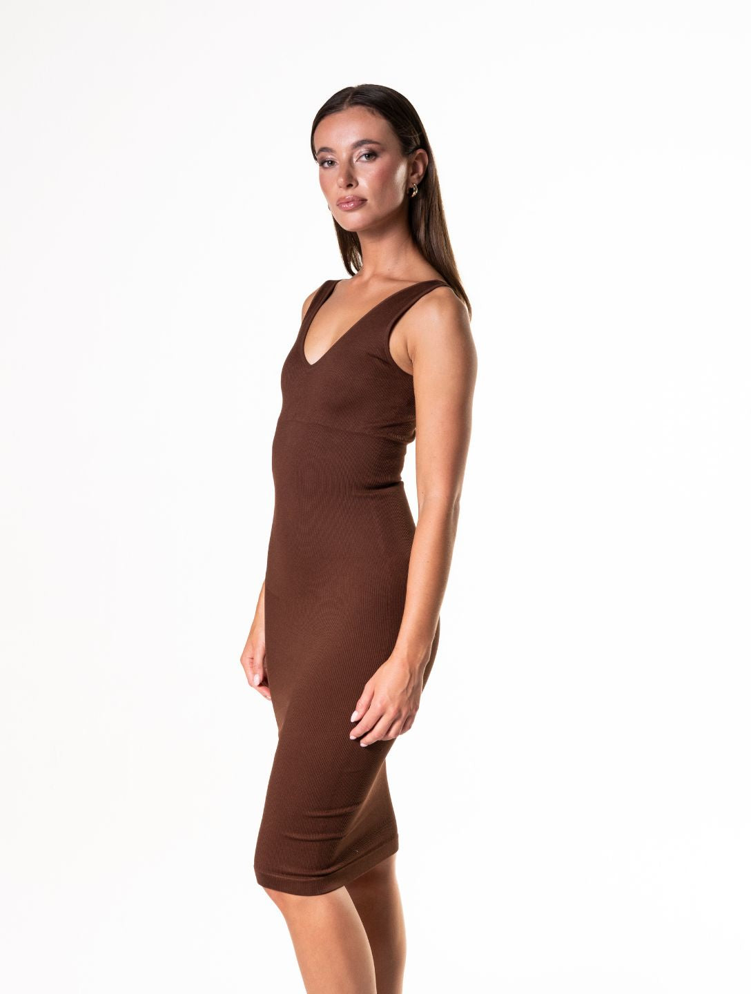 Vestido con escote en V y sin costuras