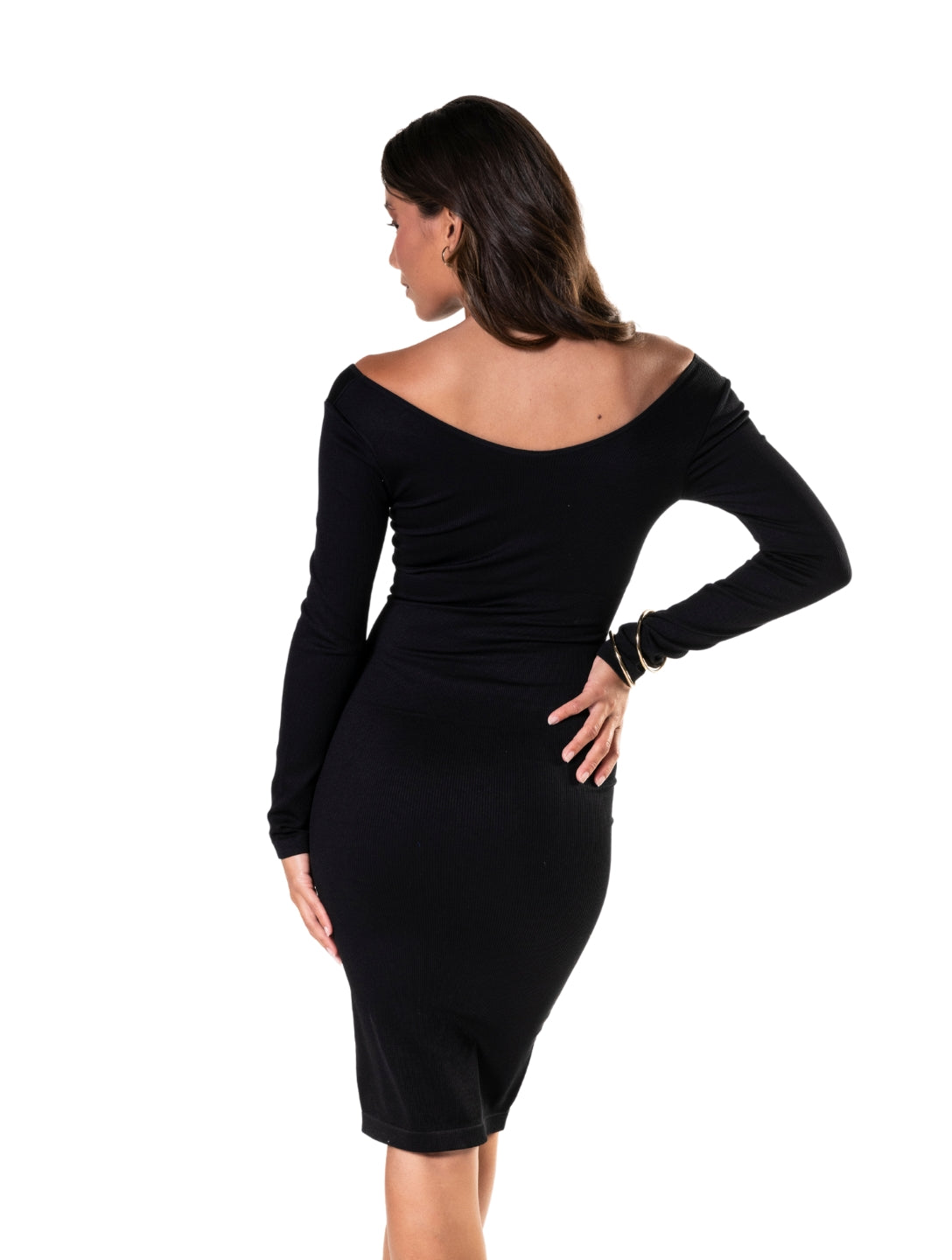 Vestido de manga larga y cuello en V