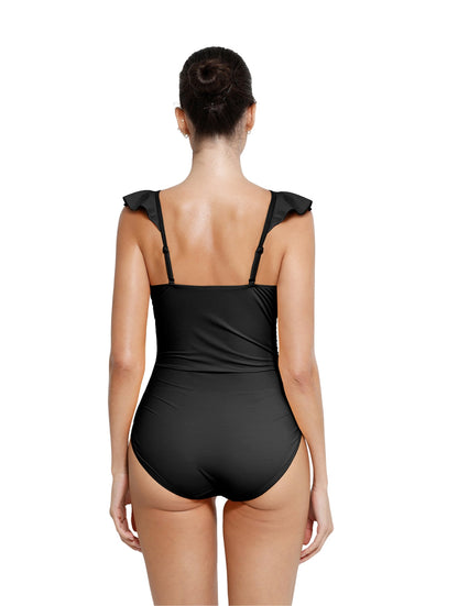 Traje de Baño Moldeador con Volantes y Escote en V