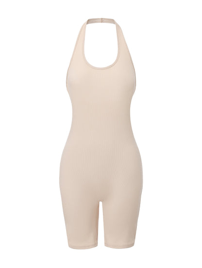 Body de cuello halter acanalado y espalda baja
