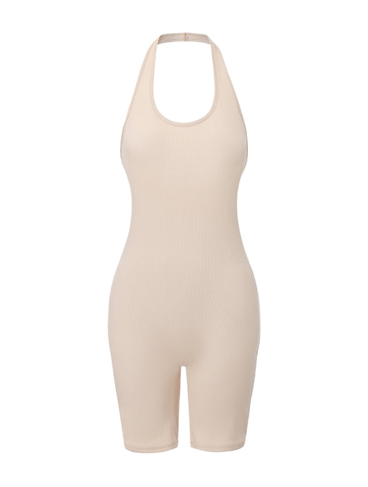 Body de cuello halter acanalado y espalda baja