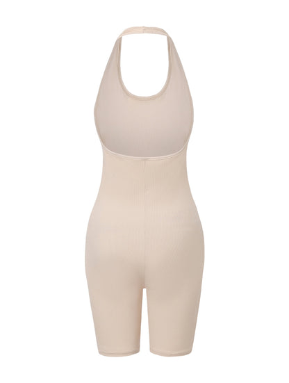 Body de cuello halter acanalado y espalda baja