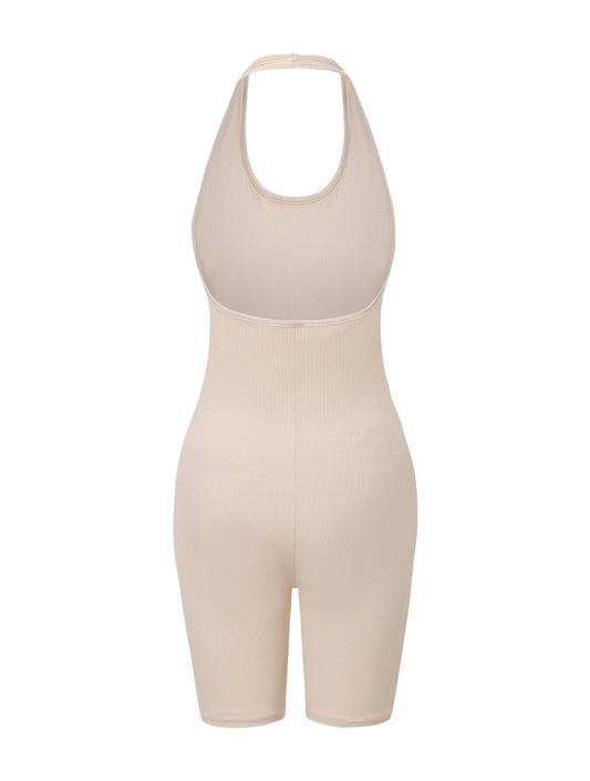 Body de cuello halter acanalado y espalda baja