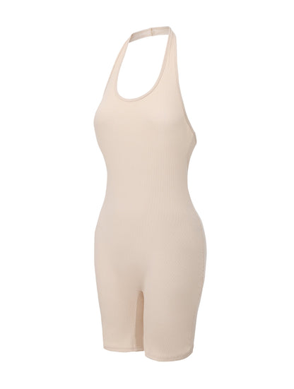 Body de cuello halter acanalado y espalda baja