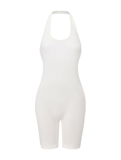 Body de cuello halter acanalado y espalda baja