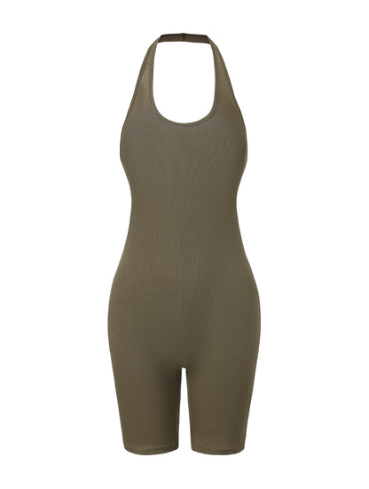 Body de cuello halter acanalado y espalda baja