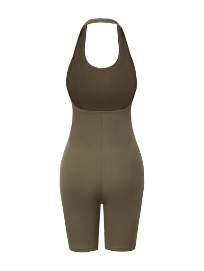 Body de cuello halter acanalado y espalda baja