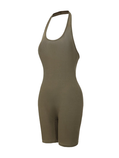 Body de cuello halter acanalado y espalda baja
