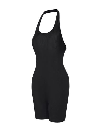 Body de cuello halter acanalado y espalda baja