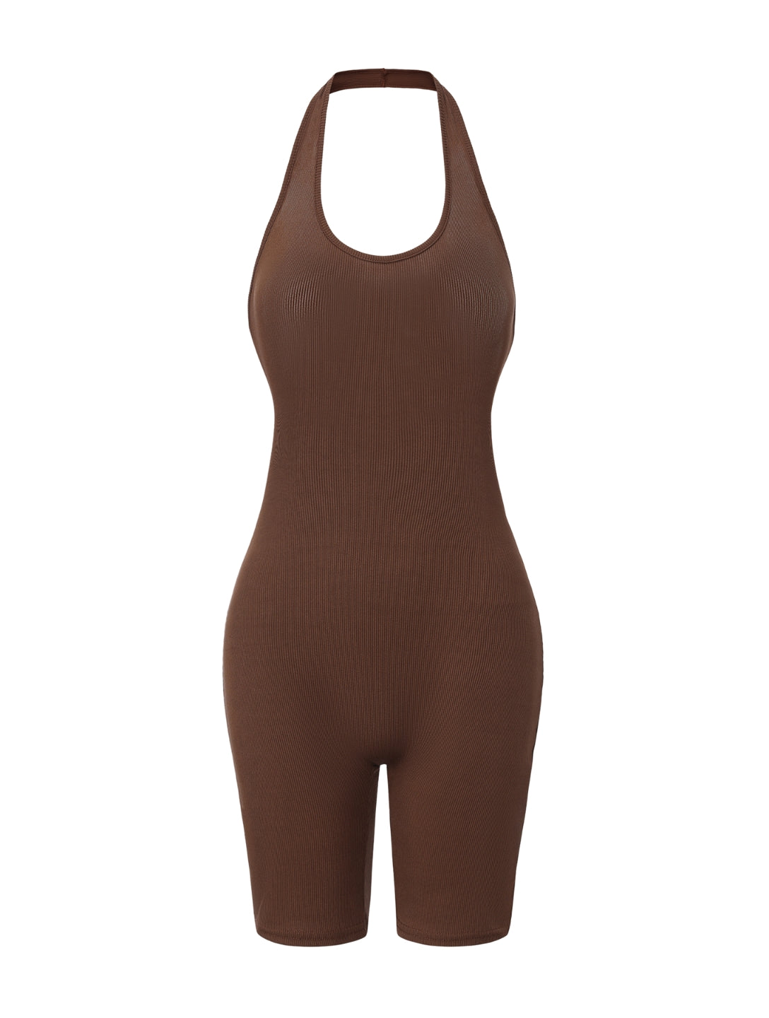 Body de cuello halter acanalado y espalda baja