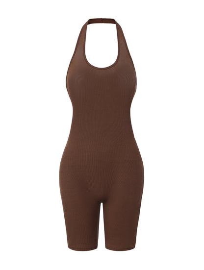 Body de cuello halter acanalado y espalda baja