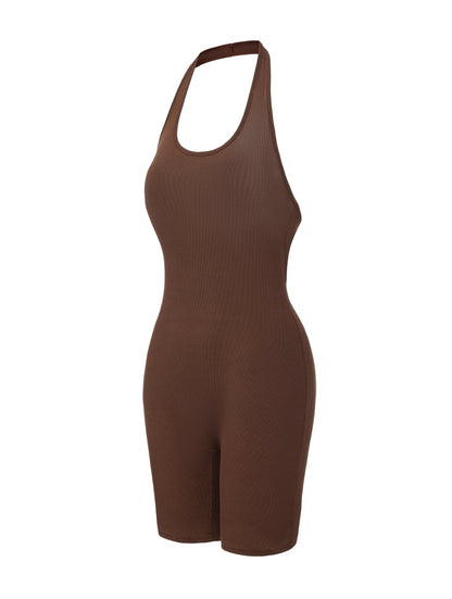Body de cuello halter acanalado y espalda baja