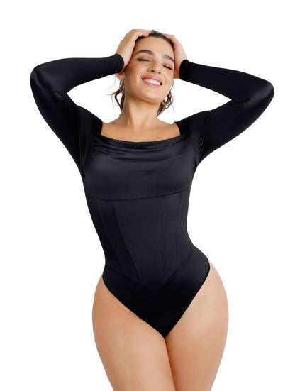 Body de satén con escote cascada
