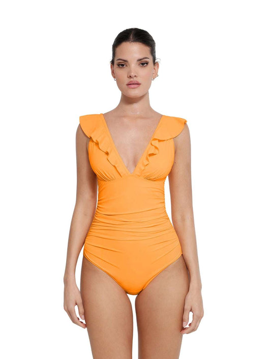 Traje de Baño Moldeador con Volantes y Escote en V