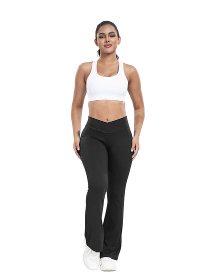 Pantalones acampanados con línea en V ceñida