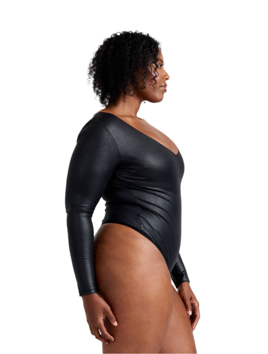 Body de Manga Larga Efecto Cuero