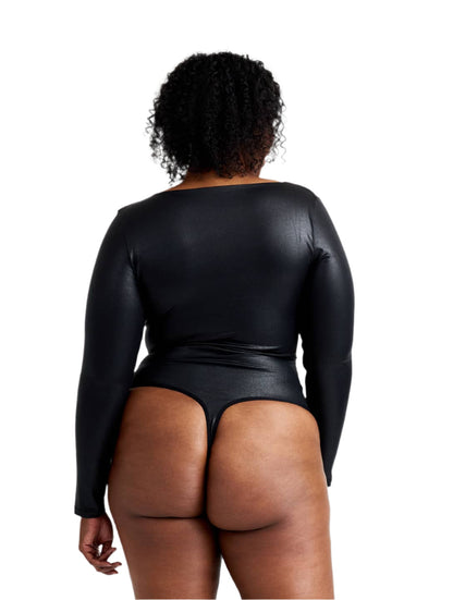 Body de Manga Larga Efecto Cuero