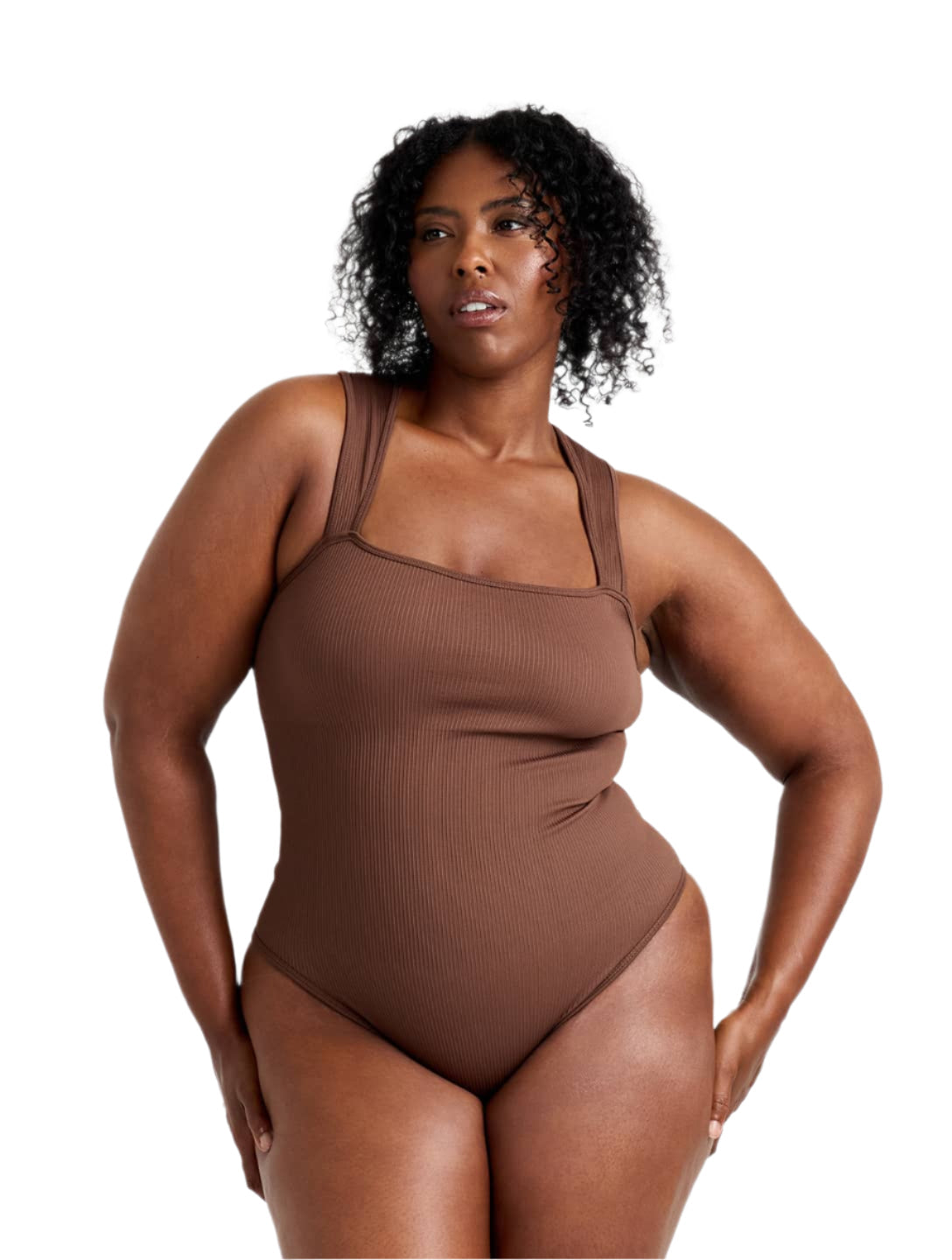 Body de canalé con cuello cuadrado