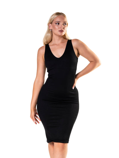 Vestido con escote en V y sin costuras