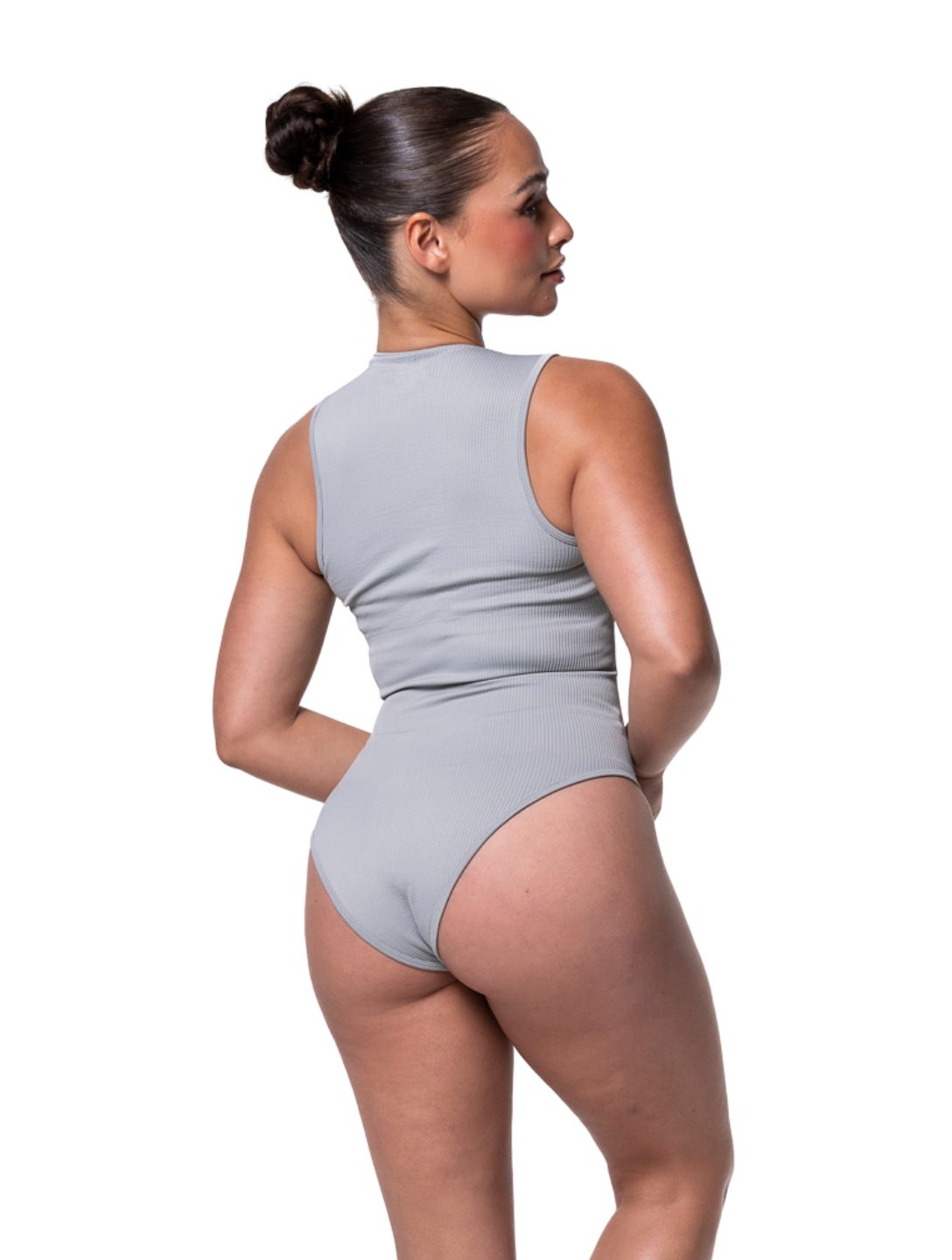 Body de canalé con cuello cuadrado