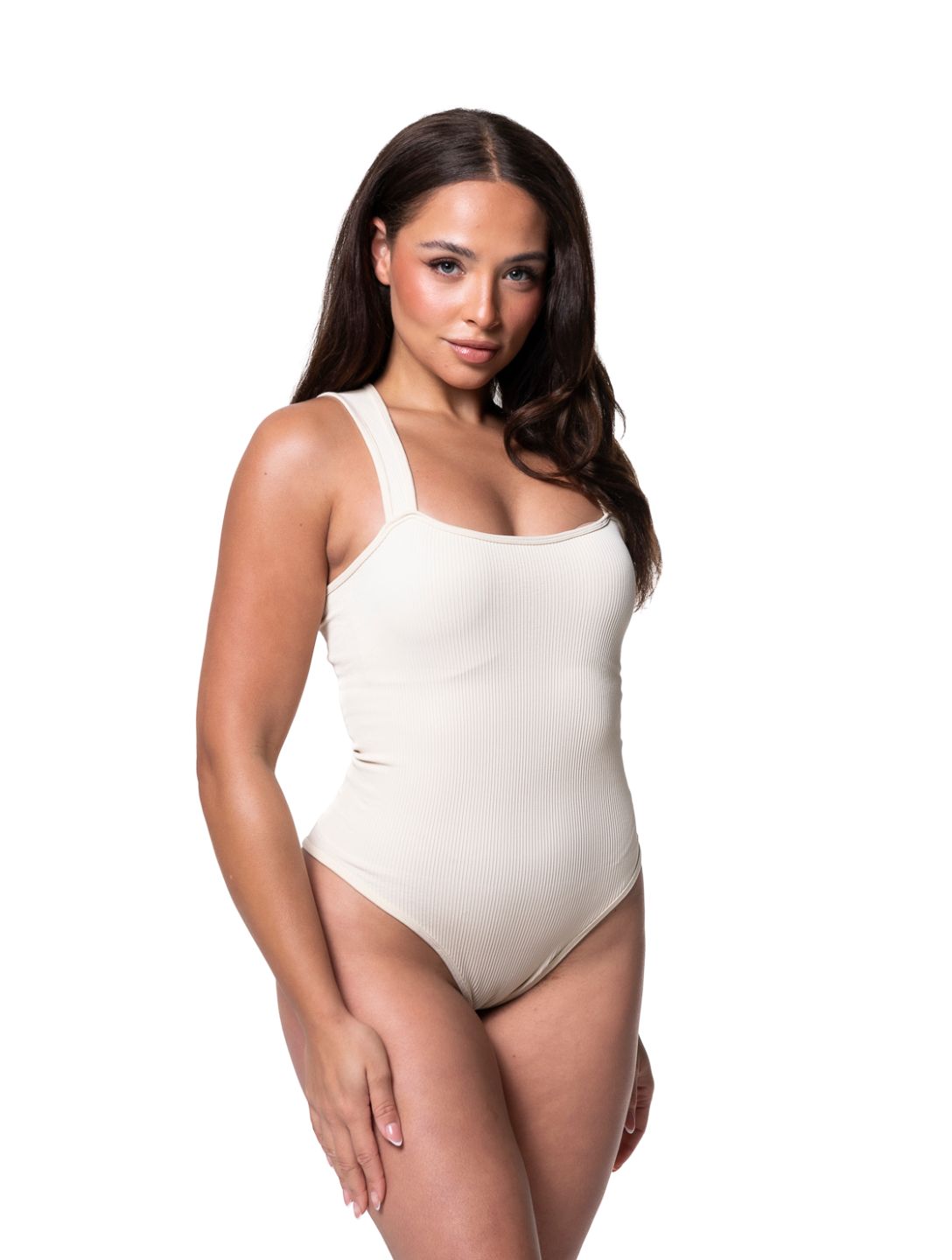 Body de canalé con cuello cuadrado