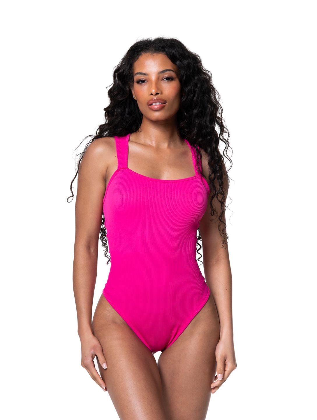 Body de canalé con cuello cuadrado