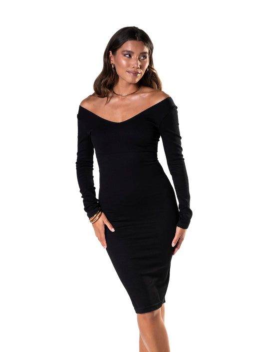 Vestido de manga larga y cuello en V